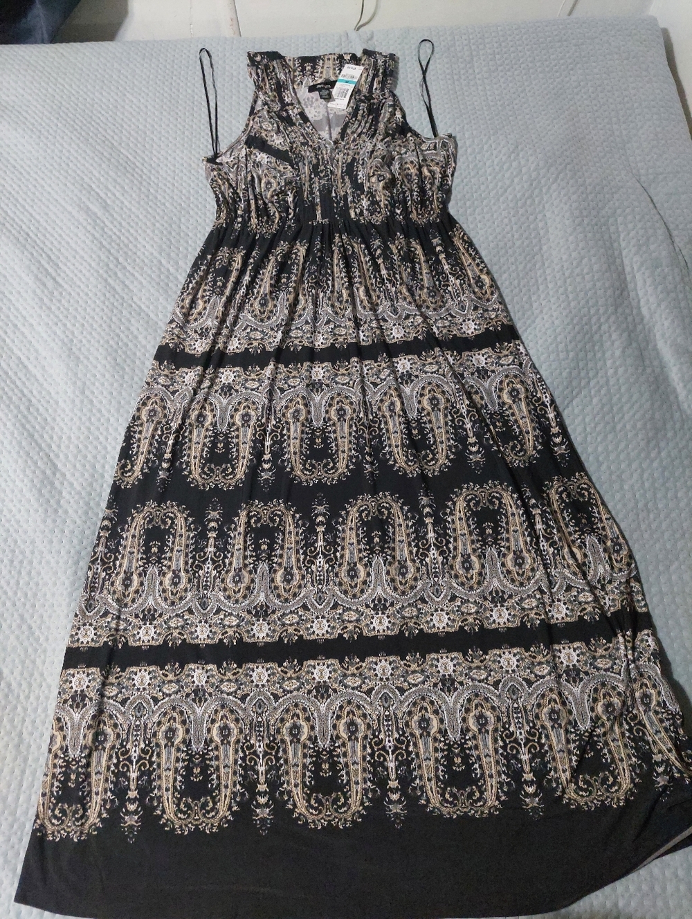 Style & Co. Black and Cream Paisley Maxi Dress